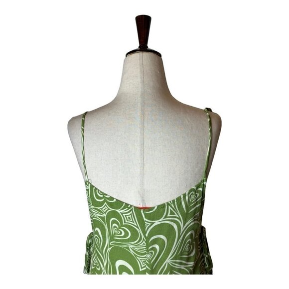 Lisa Says Gah Green And White Wild Hearts Pattern Yolande Mini Dress Size‎ M - Picture 5 of 9